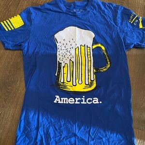 Grunt Style Blue T-Shirt with Beer Mug Graphic size medium
